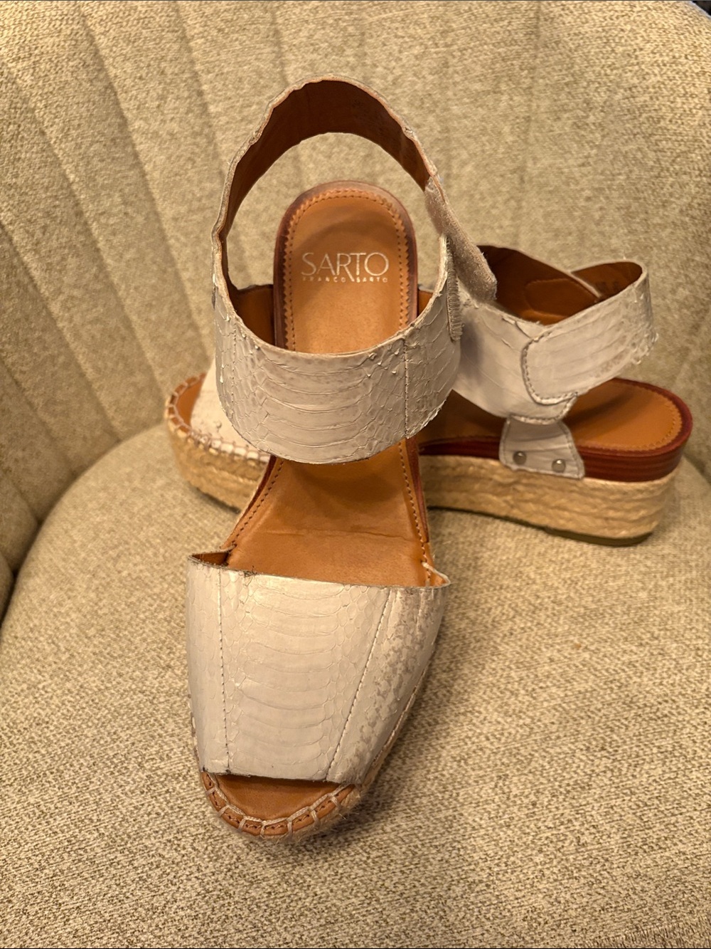 SARTO By Franco Sarto Cream Espadrille Wedge Sandals
